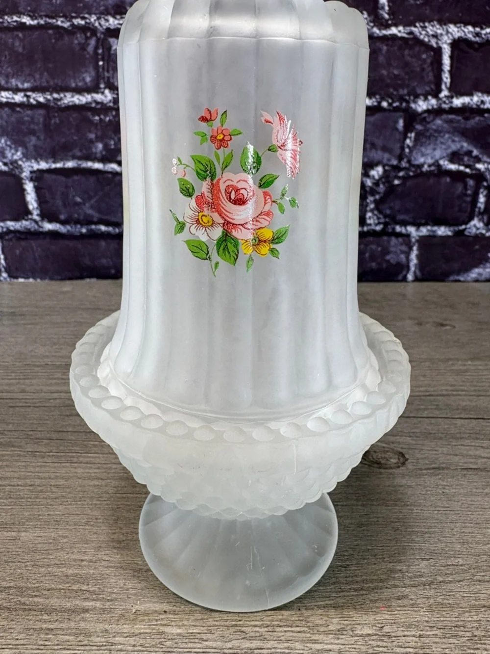 Fairy Courting Lamp White Floral Frosted Glass Candle Lamp - Picture 3 of 10